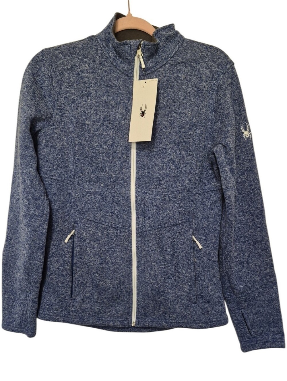 Spyder Soar Full Zip Fleece Jacket Women's Medium Royal Blue Thumbholes NWT